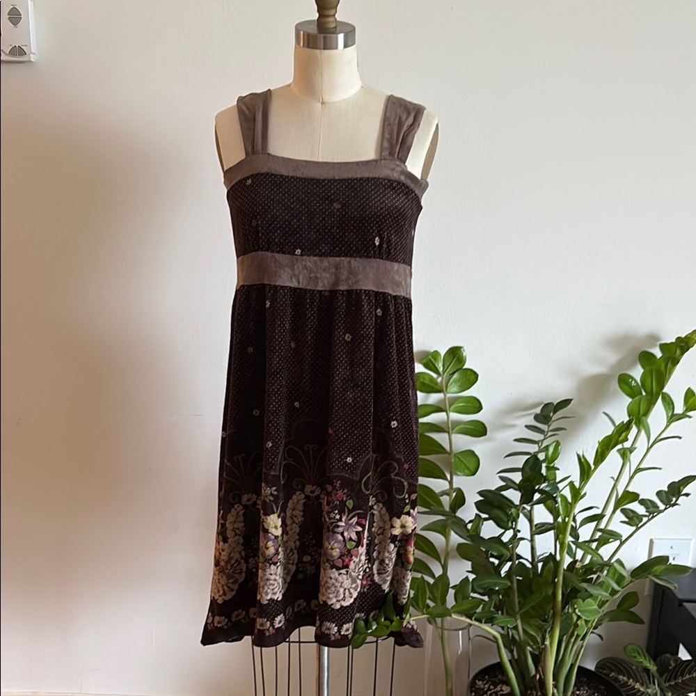 Vintage Brown Sleeveless Square Neck Midi Sundress
